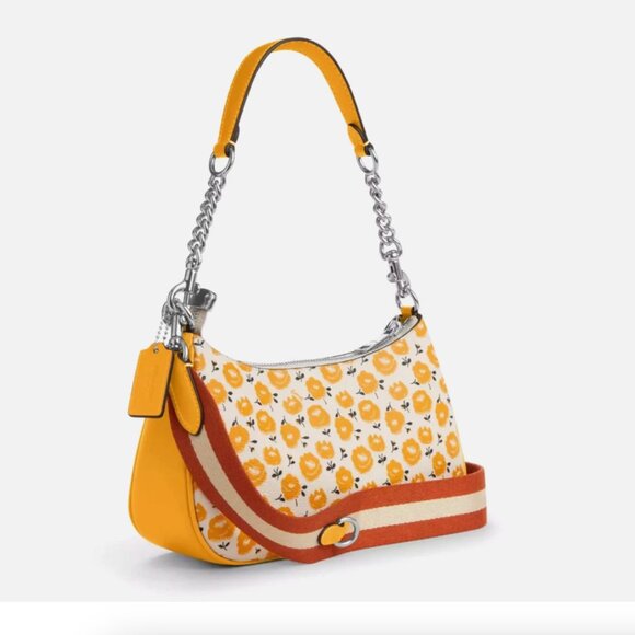 New Coach CBI49 Teri Shoulder Bag with Floral Print Chalk / Buttercup Multi - Picture 2 of 7